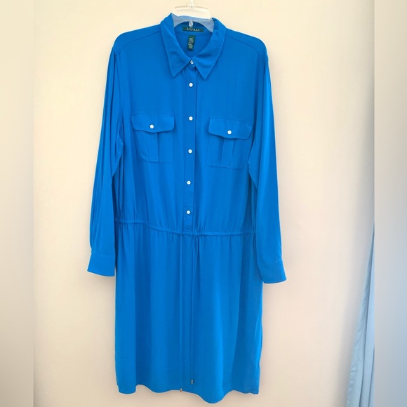 Lauren Ralph Lauren blue lightweight shirt dress Size 18W - Picture 2 of 16
